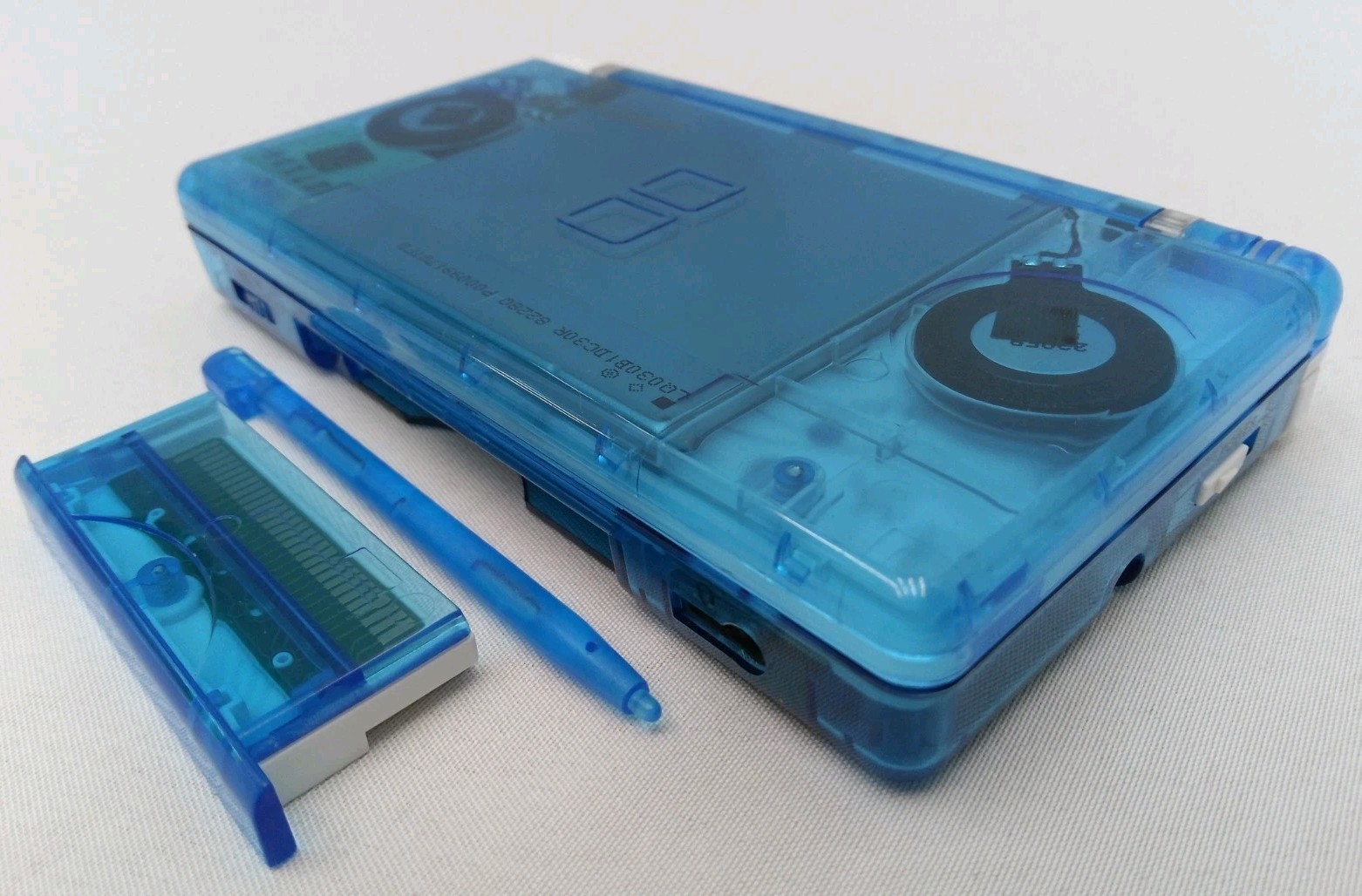 Nintendo DS Lite ReShell Clear Blue White Wave Print USB Cable Gameboy Advance
