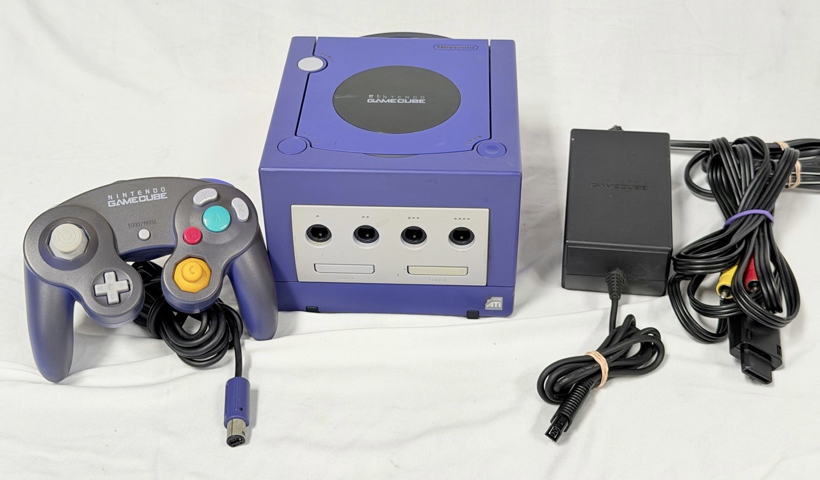 Nintendo GameCube Indigo Purple Console w/ OEM Controller & Cables – Good Shape