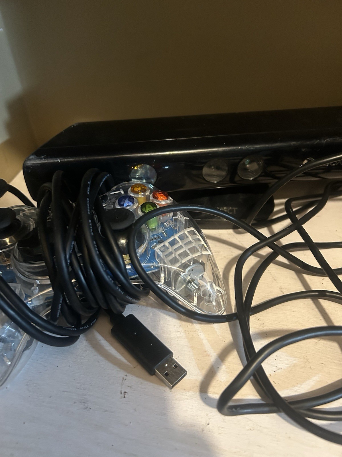 Xbox 360 Lot With 3 Controllers Kinect, Games For part or repair UNTESTED