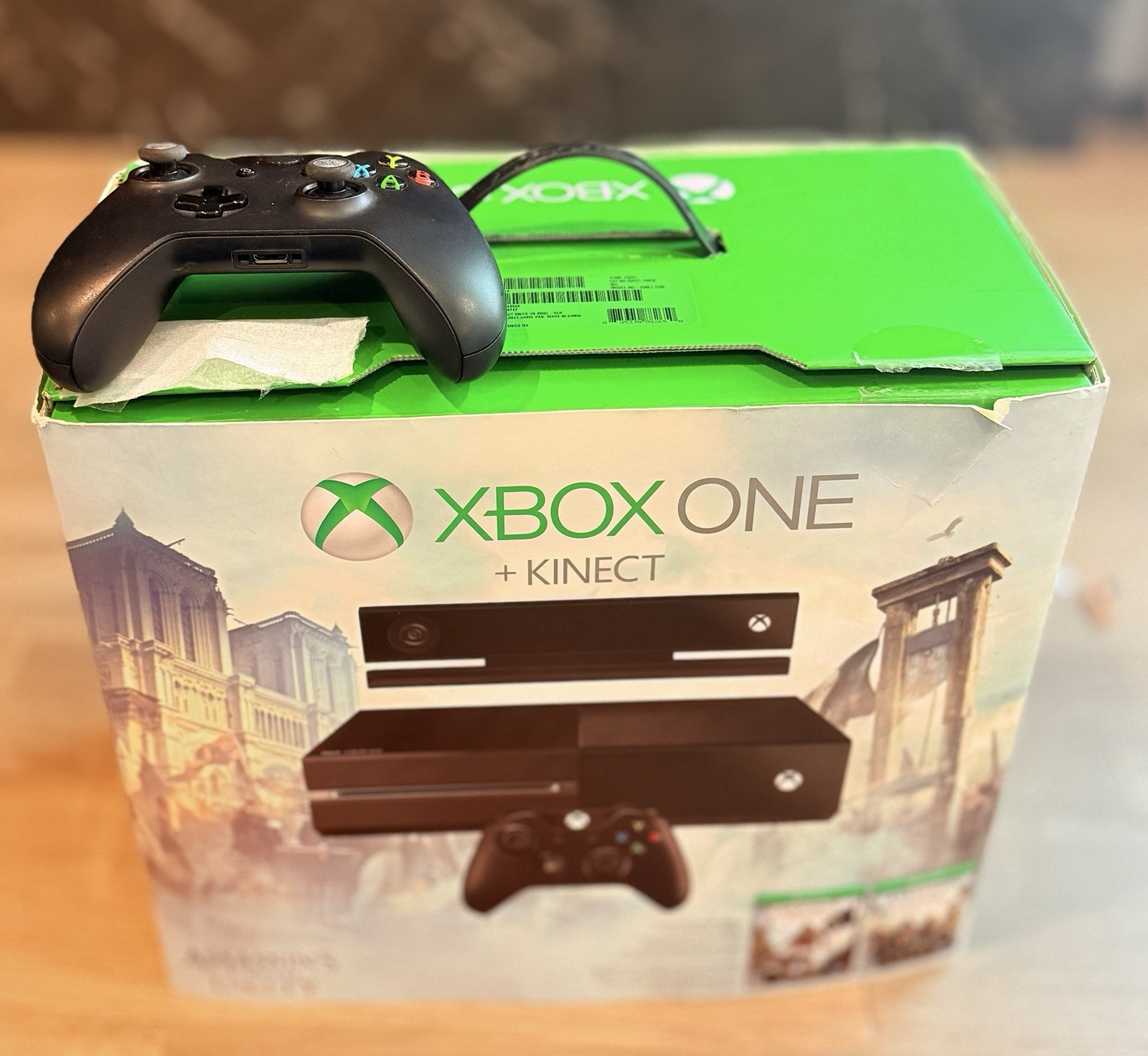 Microsoft Xbox One 500GB Kinect Black w/ Box 2 Controllers PSU Cables