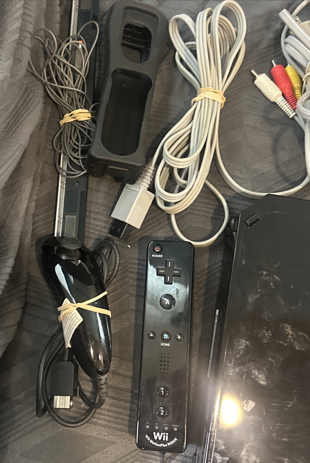 Nintendo Wii Black Console Bundle with Wii Sports & Resort Tested Bonus Items
