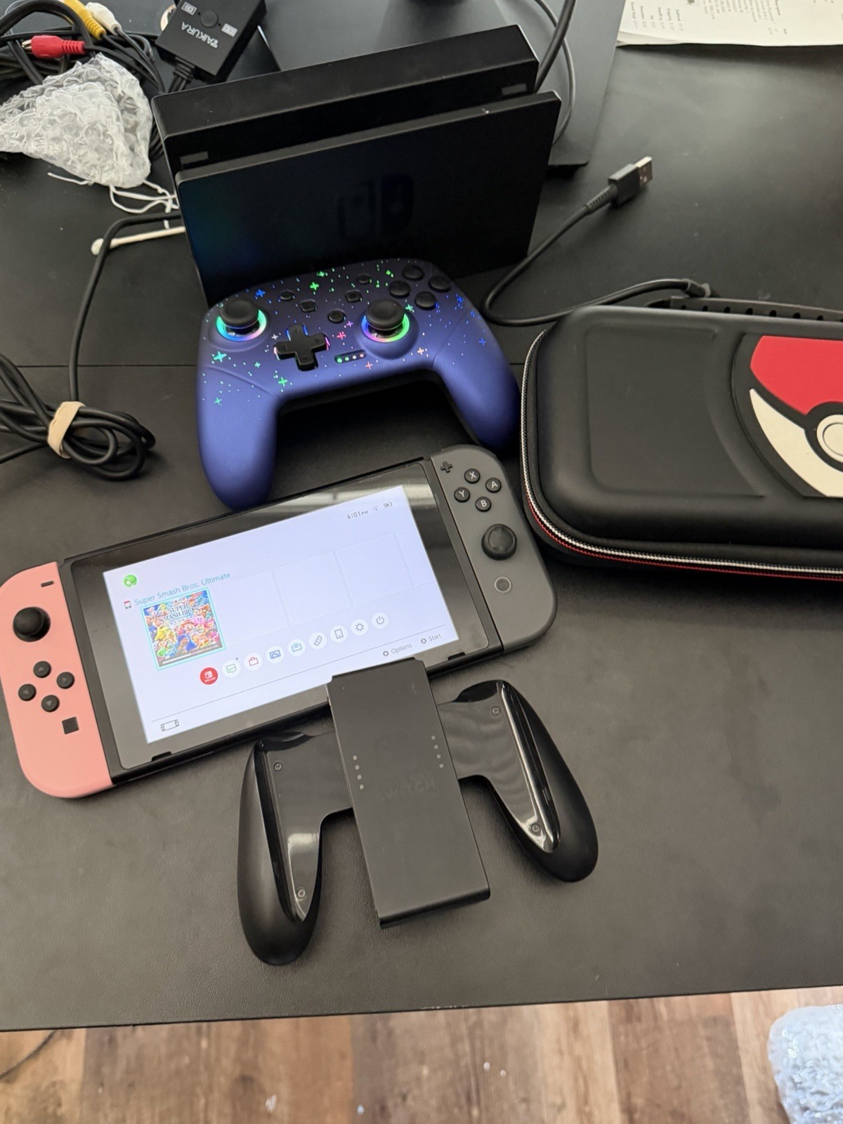 Nintendo Switch HAC-001(-01) Console w/ Dock + Smash Bros, Case and Controller