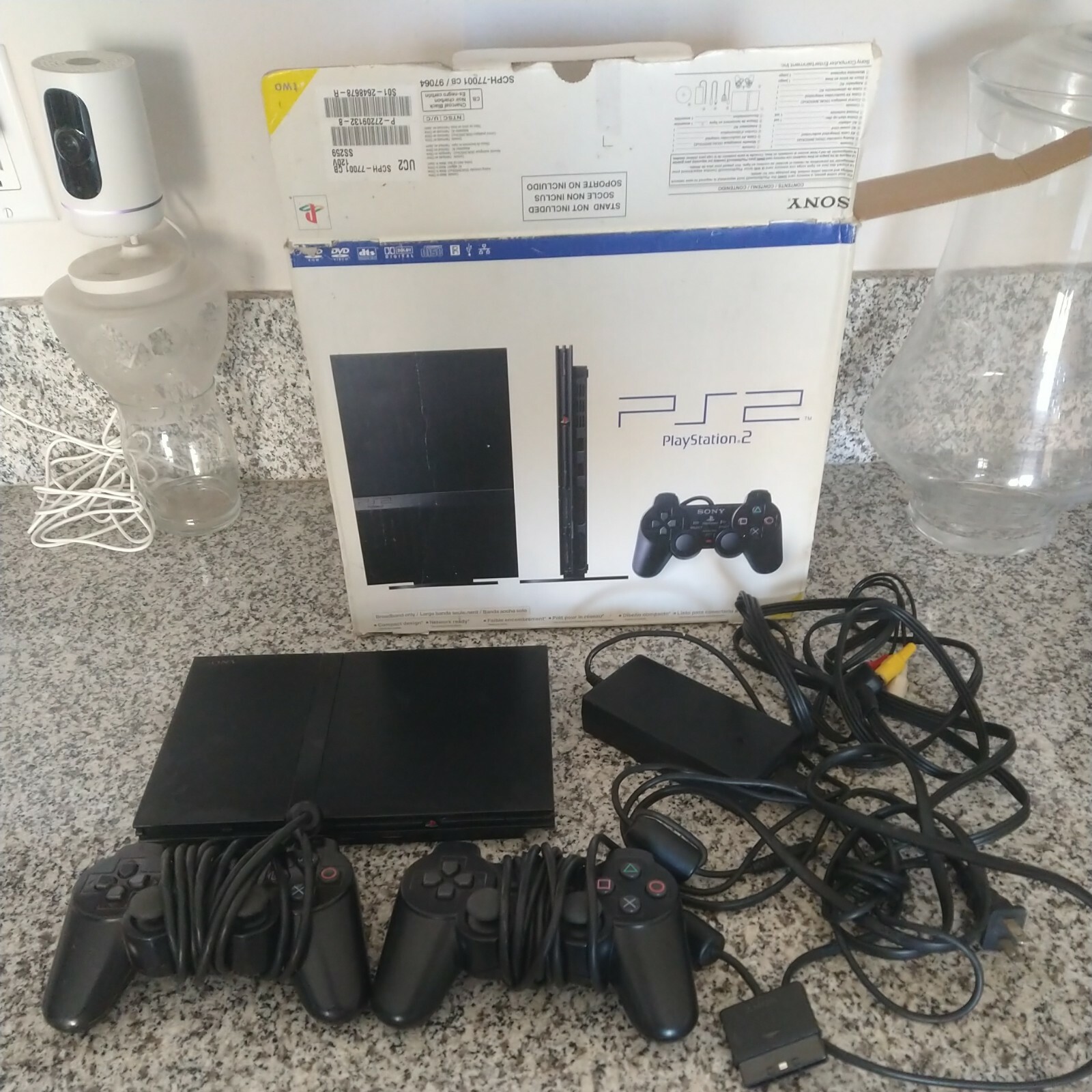 Sony PlayStation 2 Black PS2 Slim Console SCPH-77001 100% Complete In Box Bundle