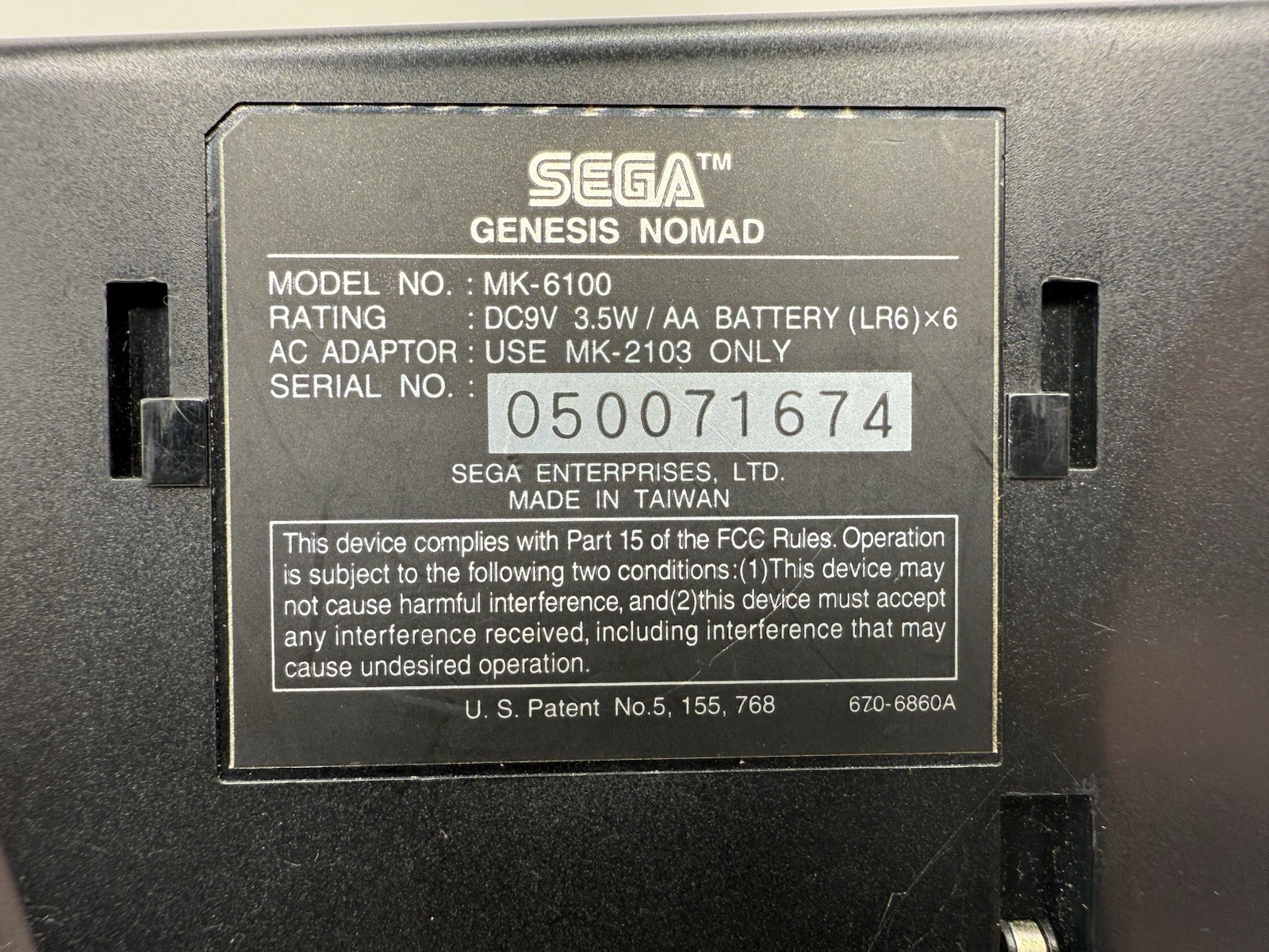 Sega Genesis Nomad MK-6100 Console SOLD AS IS FOR PARTS/REPAIR CLEAN NEEDS WORK