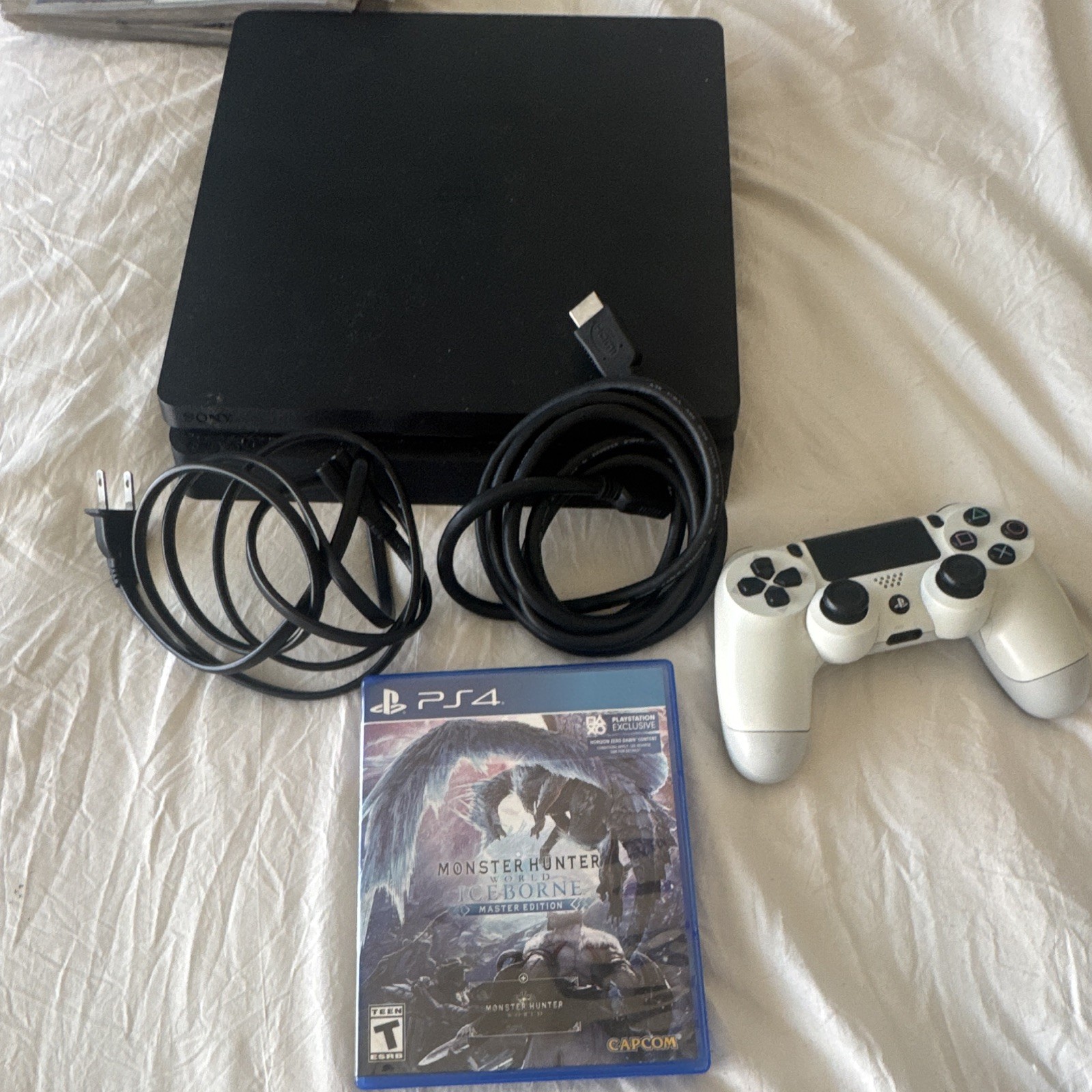 Sony PS4 Slim 500GB Black Console w/ White DualShock 4, HDMI, Wi-Fi, Blu-Ray