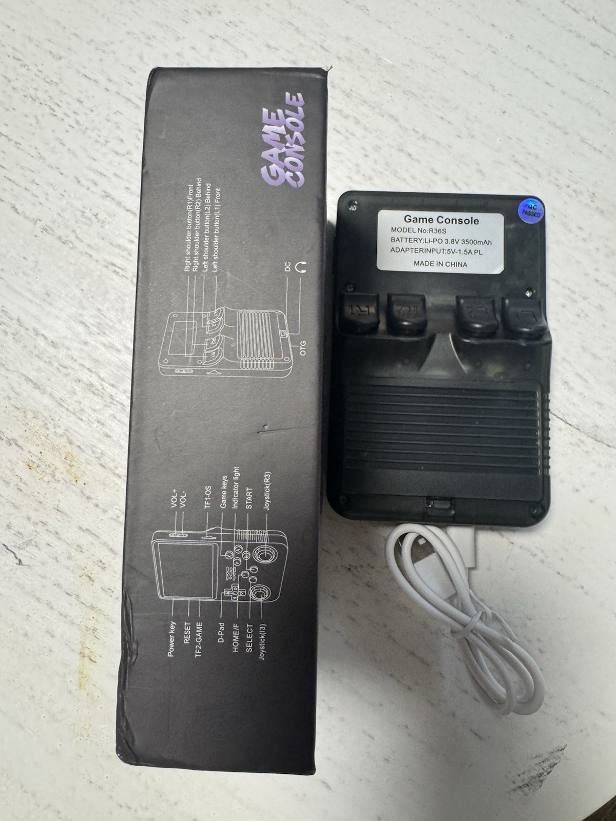R36S Black Handheld Game Console, 128GB, 640×480, USB, TF Card Support