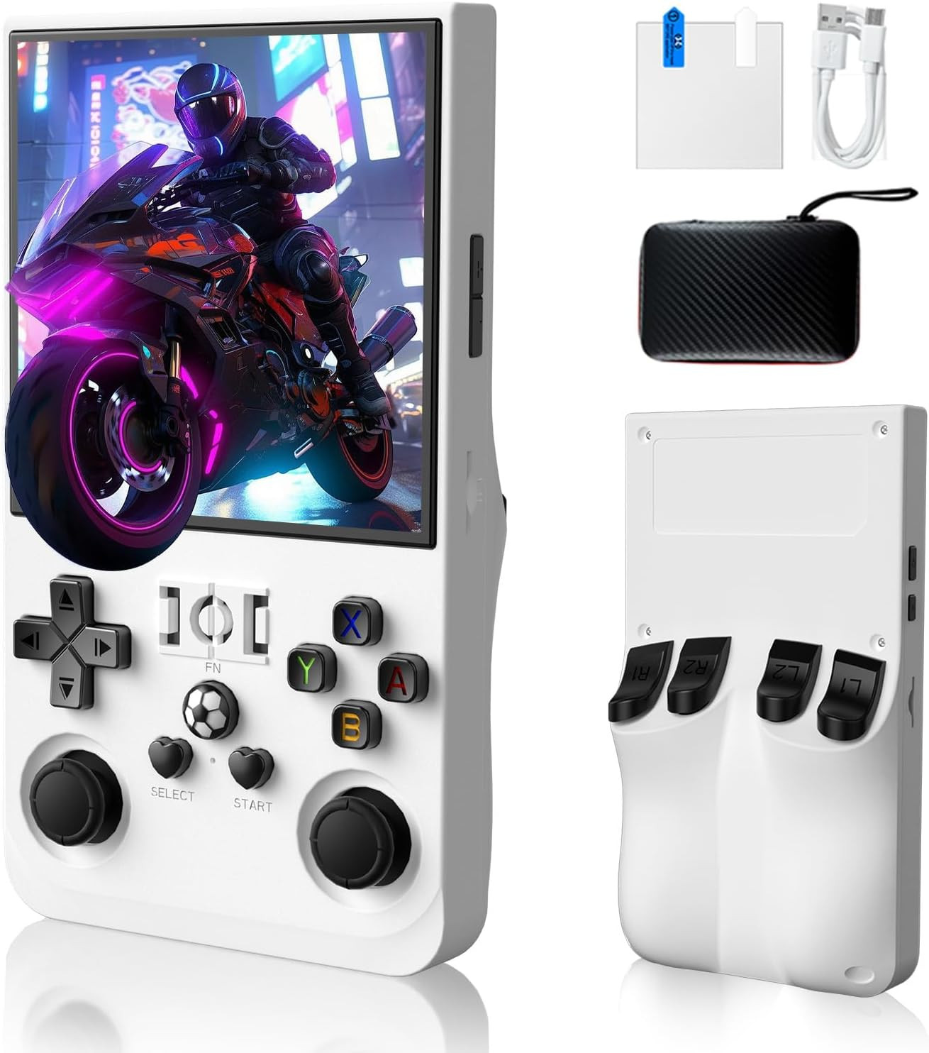 R36MAX Handheld Game Console, Built-In 4000Mah Battery, 4K HD 4″ IPS Glass Scree