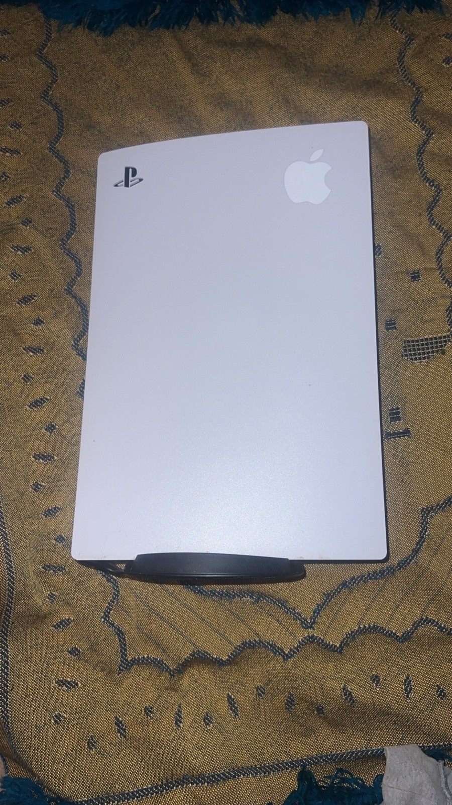 Sony PlayStation 5 White Home Console USB-A Custom Apple Logo Sticker