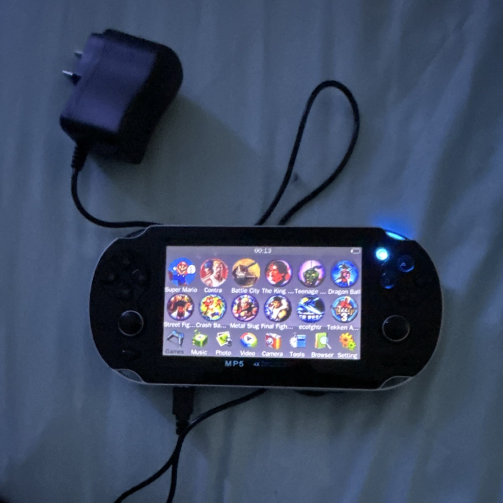 MP5 Handheld Game Console Player Black Built-In Speakers USB w/ Charging Cable