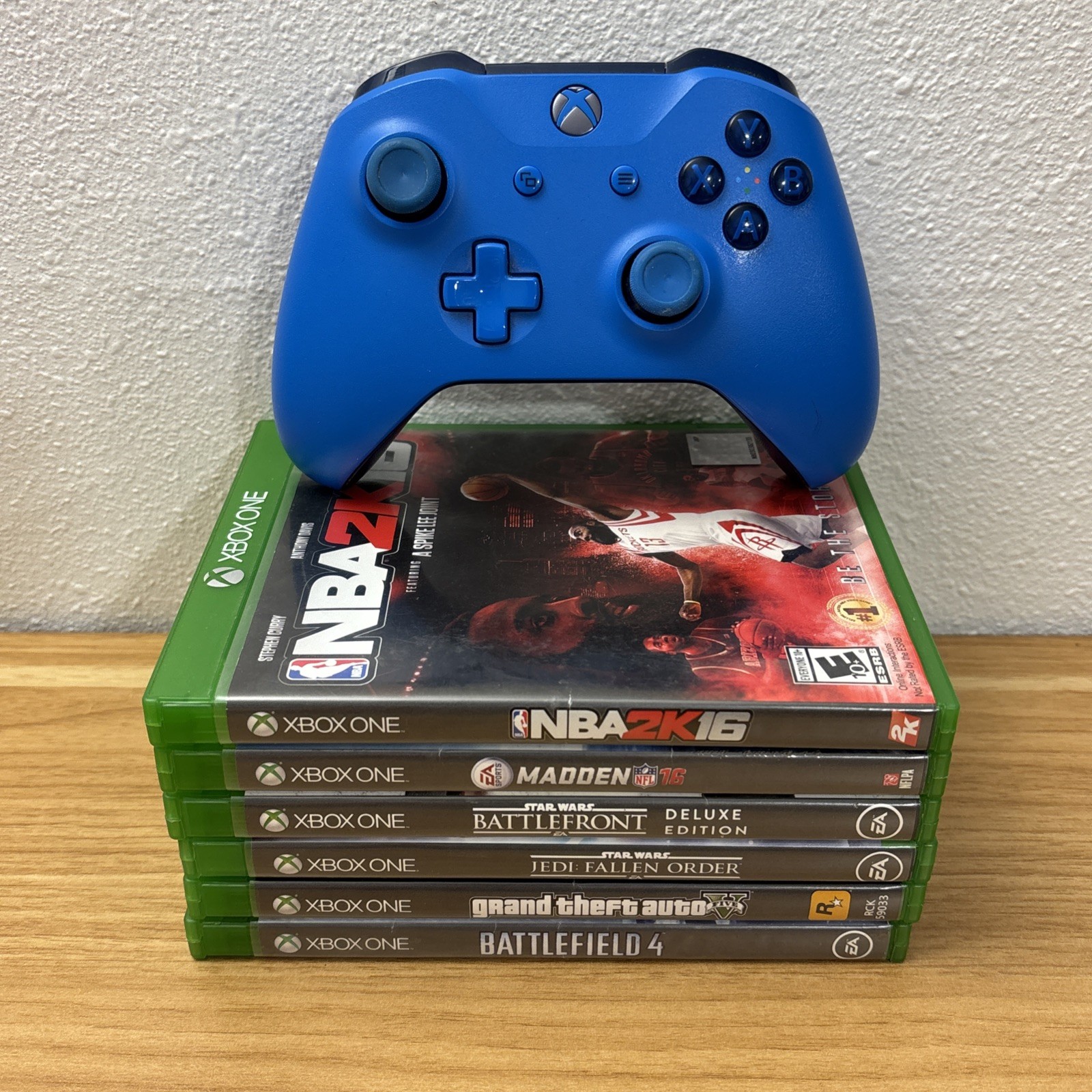 Xbox One S 1TB Console 1681 Bundle Blue Controller 1708 PowerA Battery Games CIB