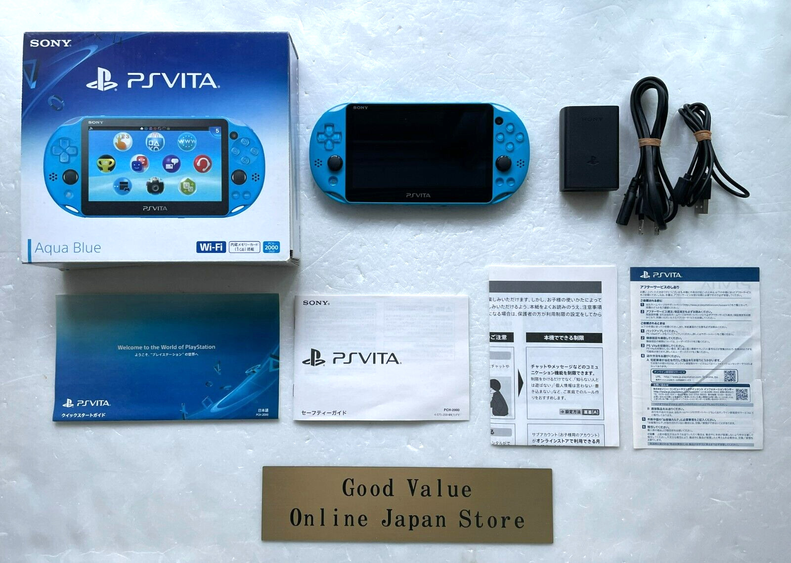 Sony PS Vita PCH-2000 ZA23 Aqua Blue Wi-Fi Model Console Used from Japan