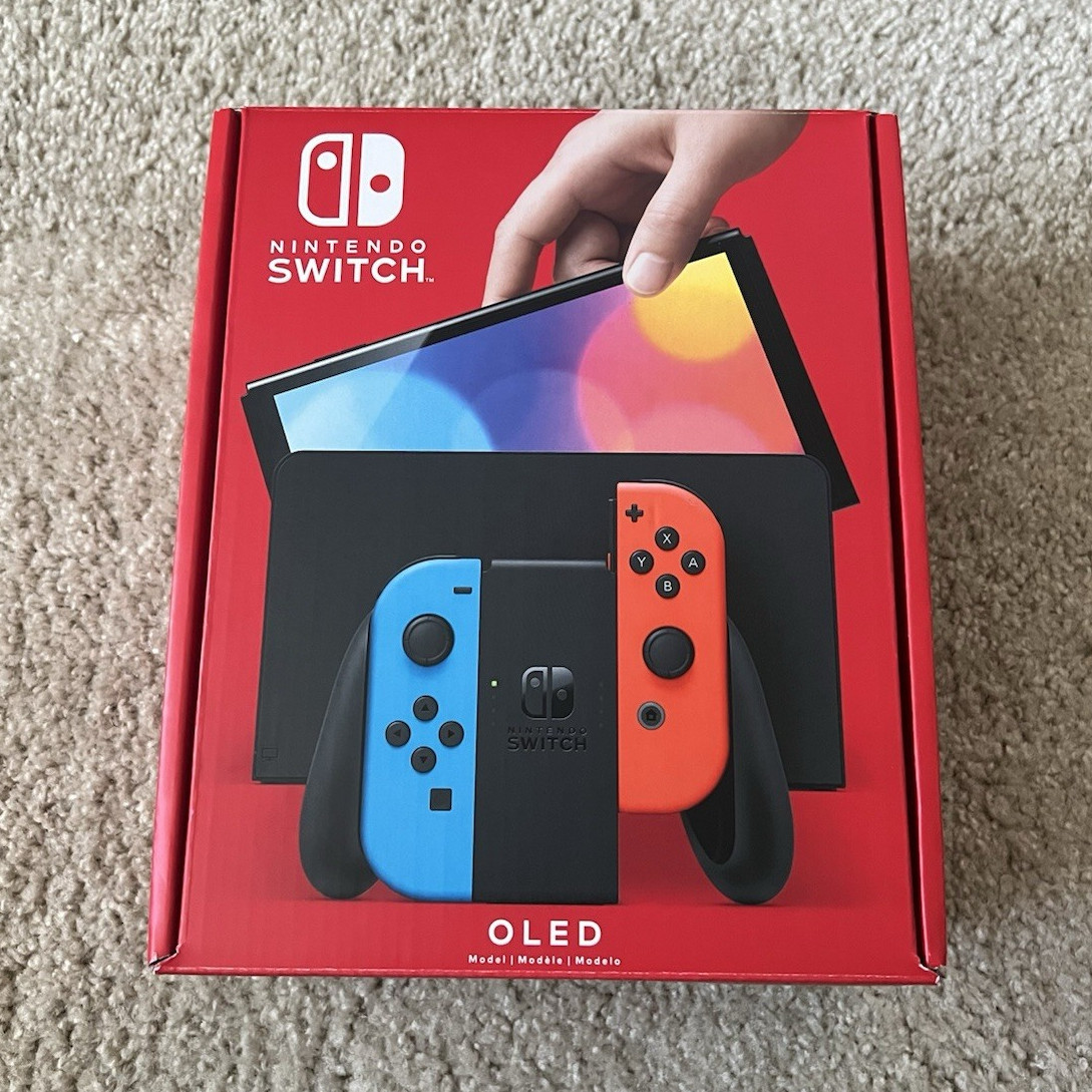Nintendo Switch OLED Model 64GB Console Black Blue/Red Joy-Con (HEG-001)