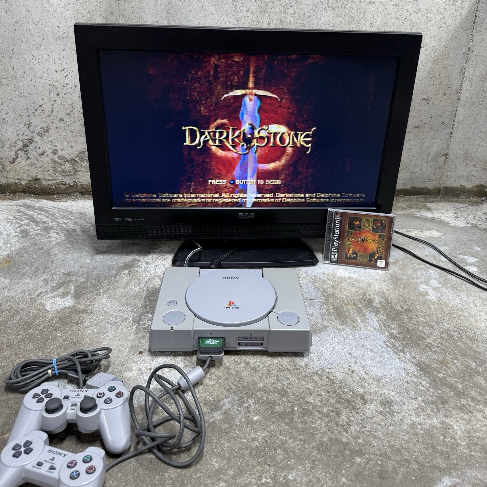 Sony PlayStation 1 PS1 Console Bundle Tested Works Tomb Raider DualShock READ