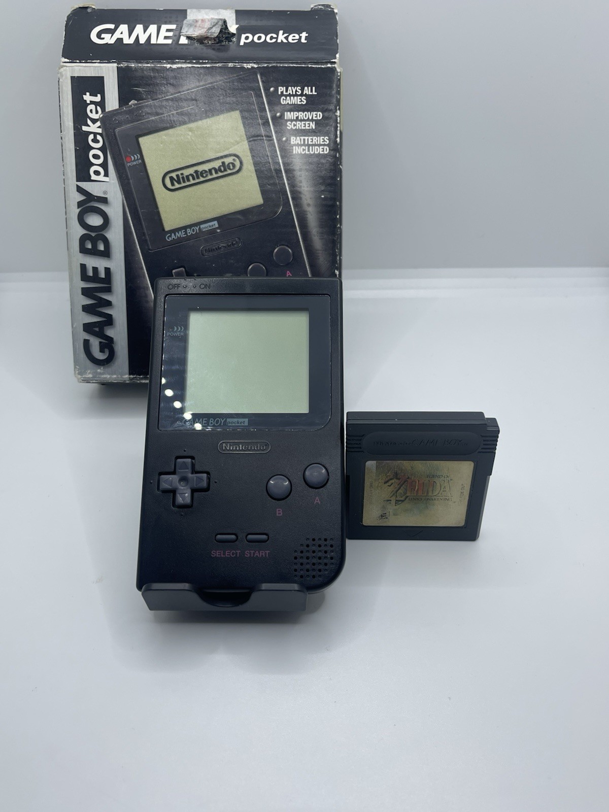 Nintendo Game Boy Pocket Black In Box Zelda Links Awakening DX Console Near Mint