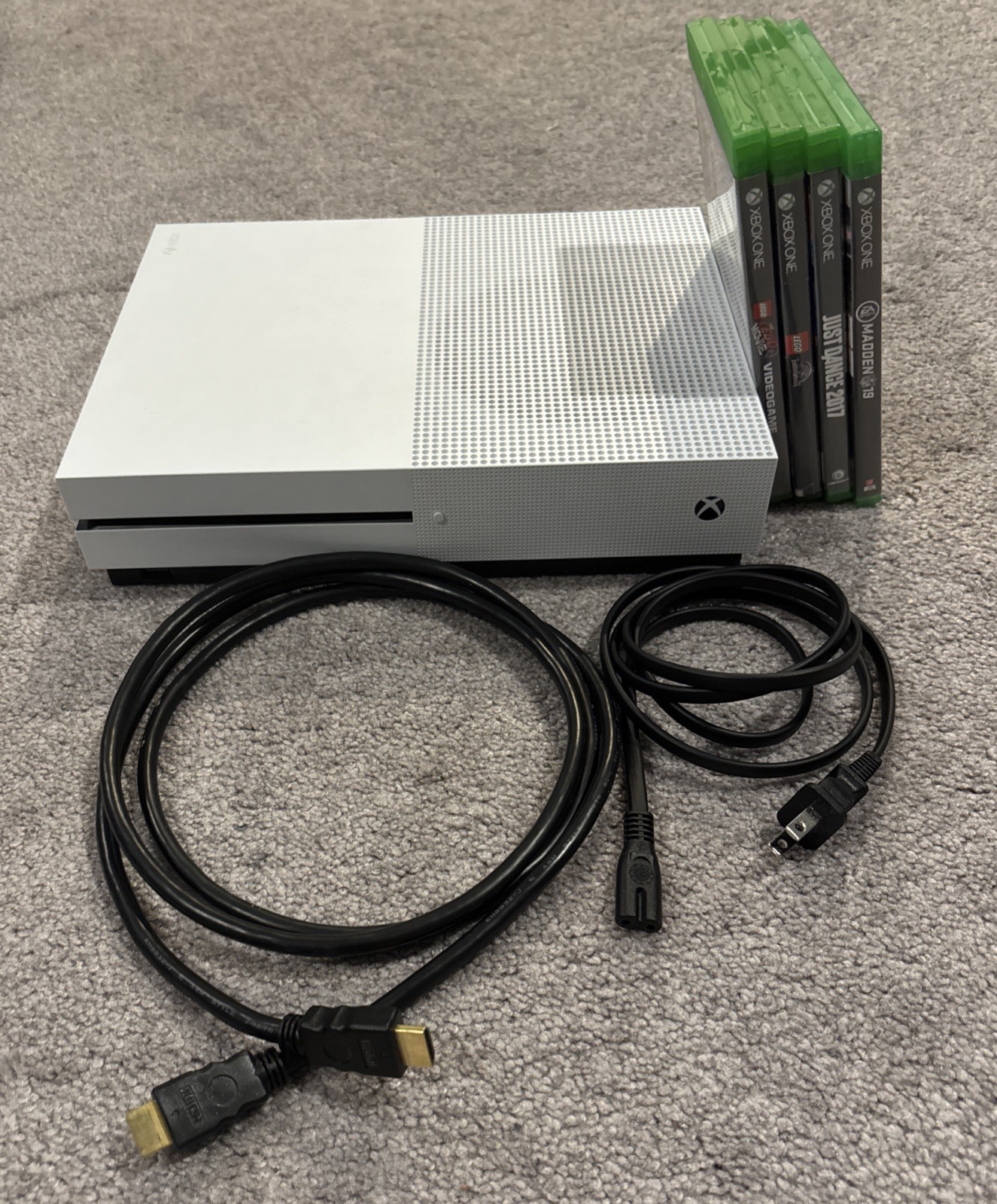 Microsoft Xbox One S 500 GB Console White With Power And HDMI Cables And 4 Games