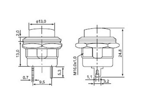 BLUE Momentary Push-Button ON (OFF) N/C Switch