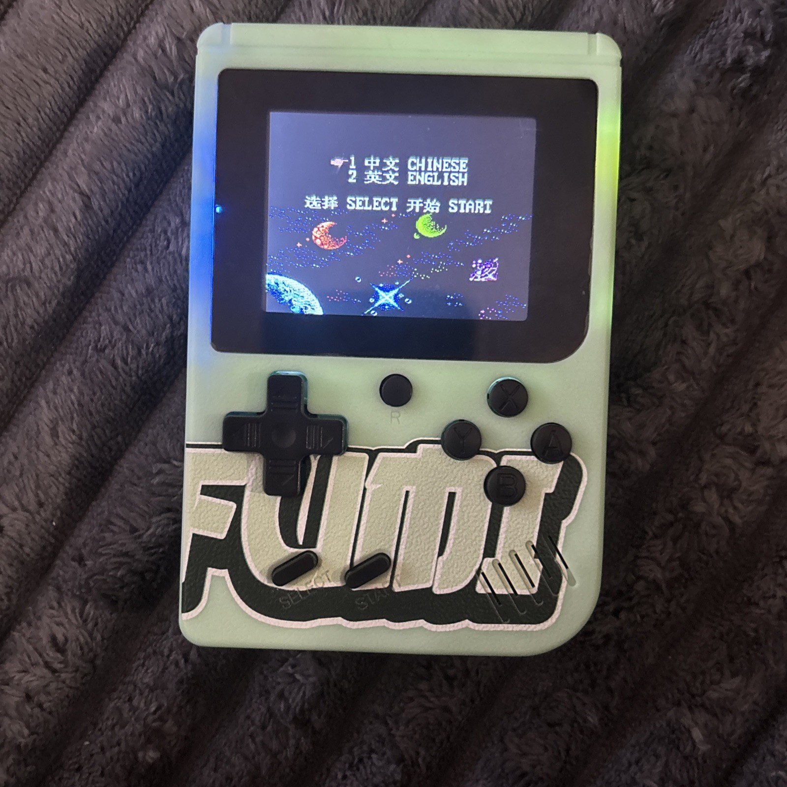Green Handheld Game Console Built-in Games USB-A Micro USB Charging
