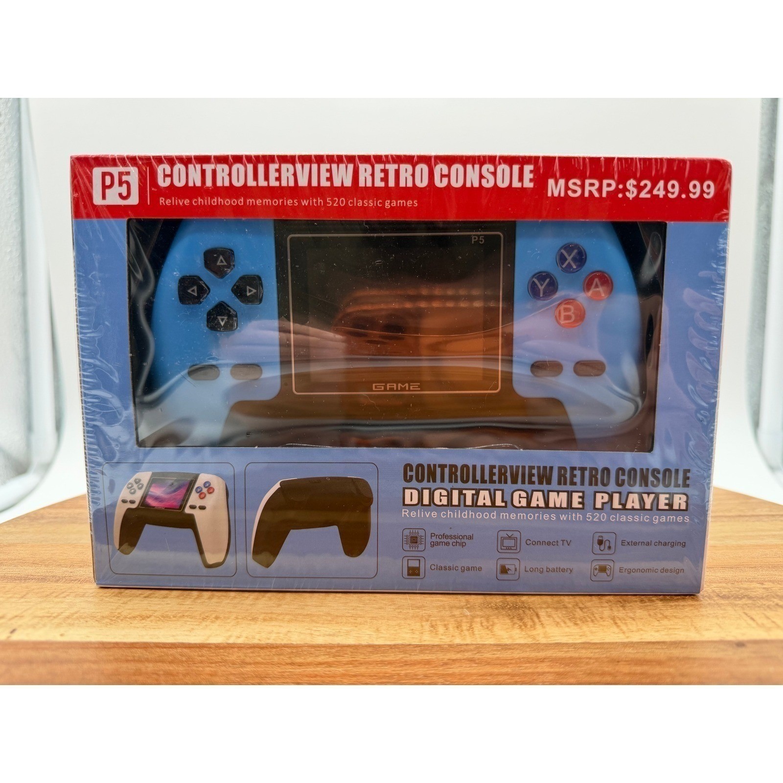 P5 Retro Blue Handheld Game Console Controller with 520 Built-In Classic Games