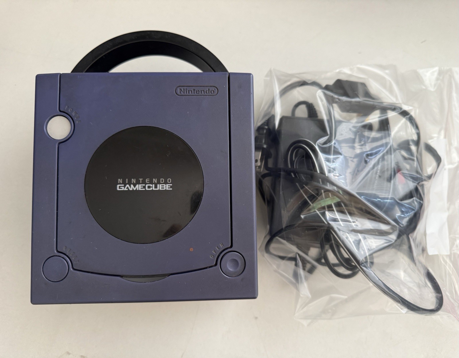 Nintendo GameCube DOL-001 Gaming System – Indigo + Power Cord + AV Cables