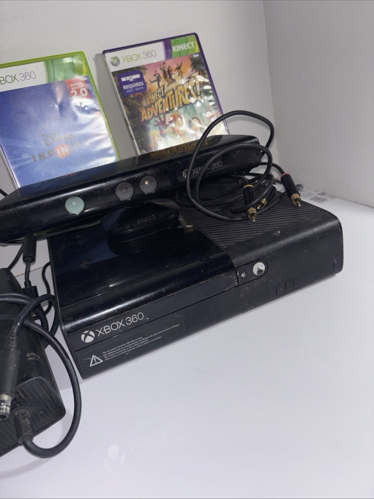 Microsoft Xbox 360 E Black Console w/ Kinect, No Controller And 3 Game