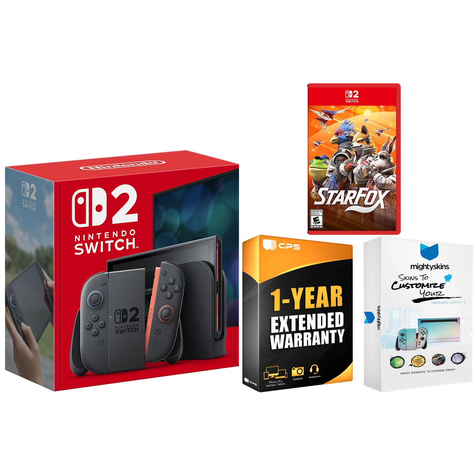 Nintendo Switch 2 Console with Star Fox Game and MightySkins Code Bundle