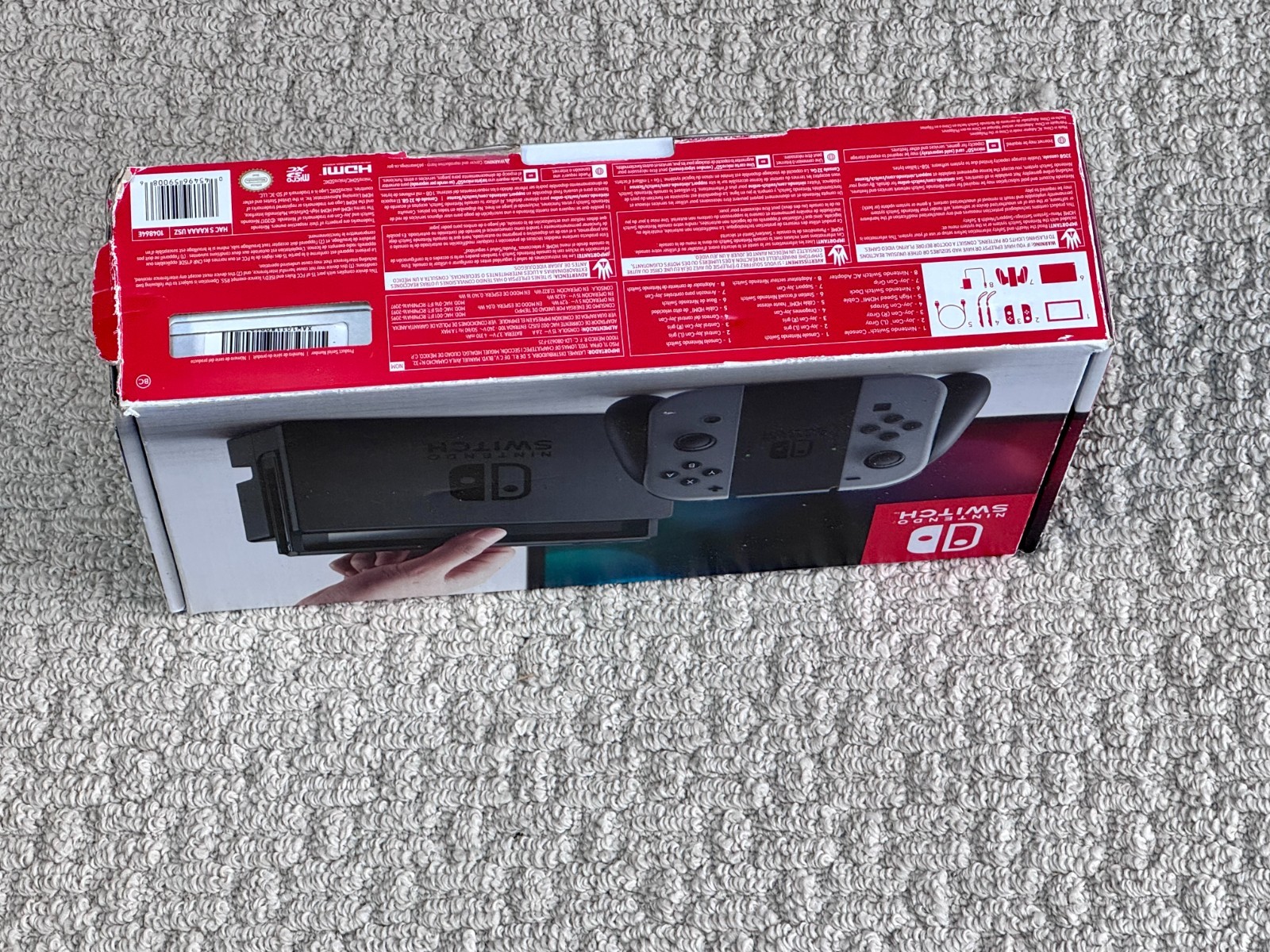 Nintendo Switch Boxed Console w/ Gray Joy-Cons, Dock & Charger – System