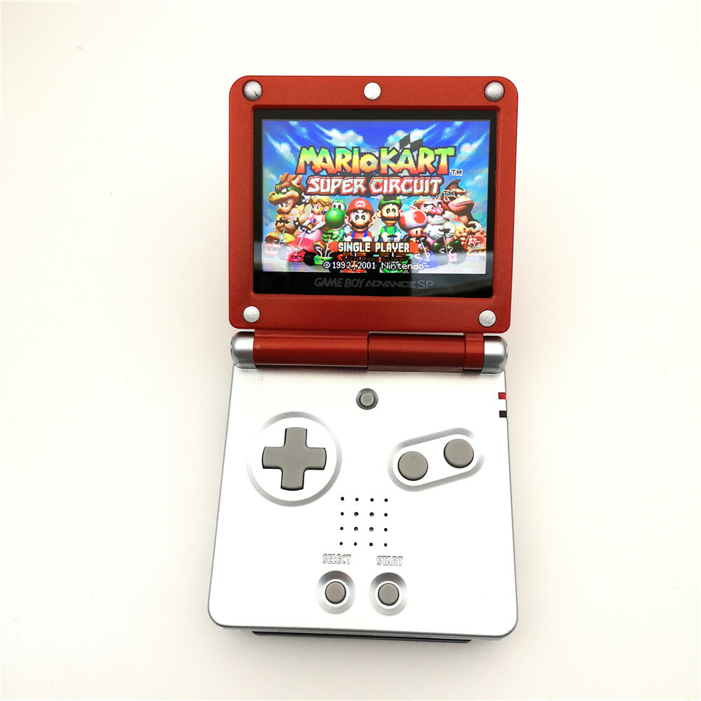 Red Silver Mario 5 Levels Segment Backlight V2 iPS LCD Screen GBA SP Console