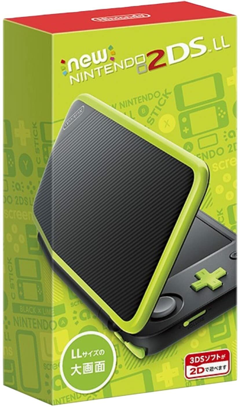 USED Japanese New Nintendo 2DS XL LL BLACK LIME with all items JAN-001