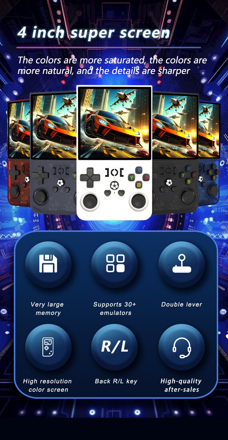 R36max 4 Inch Super Screen Open Source Handheld Game Console Linu 15000+Games
