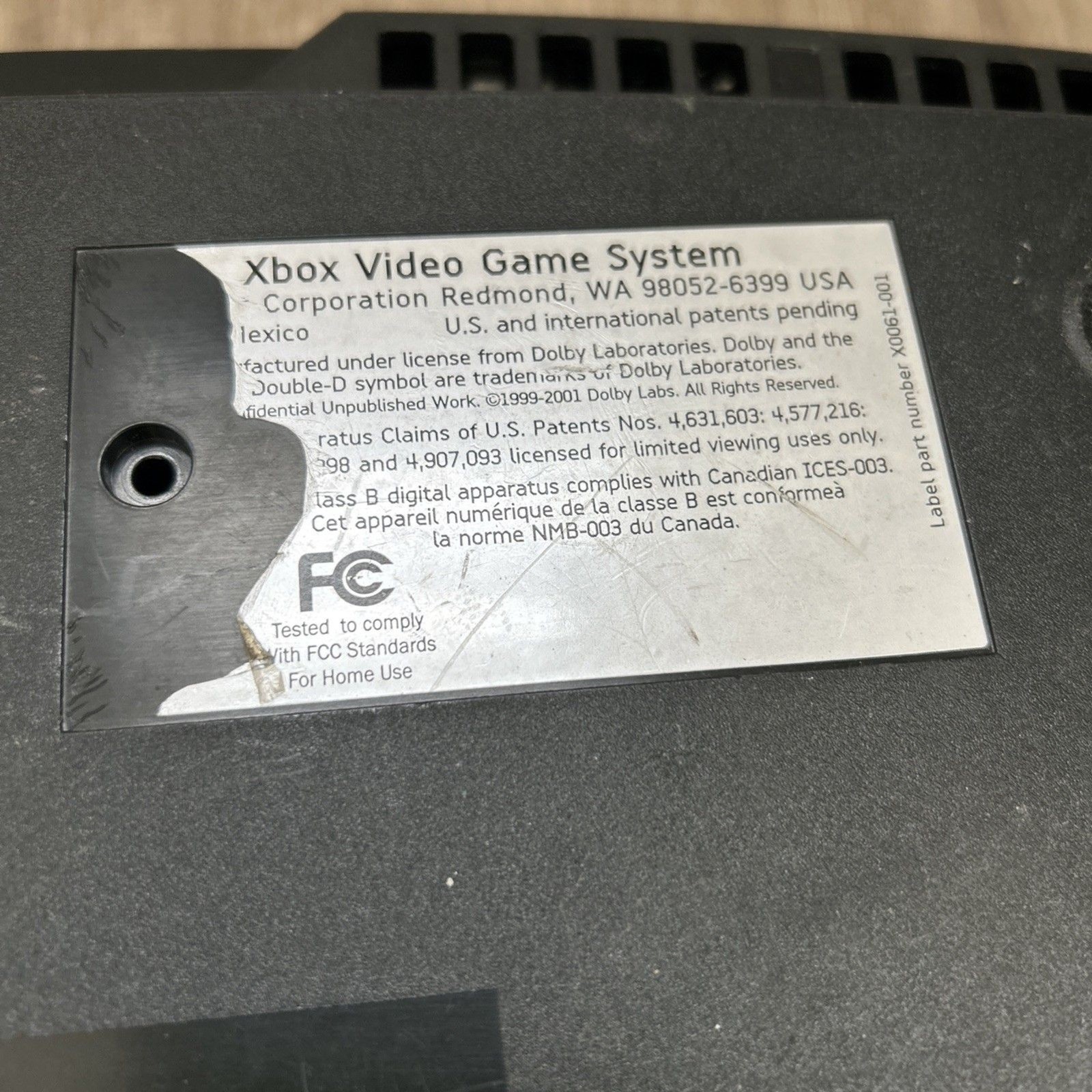 Microsoft Xbox Original 2003 Video Game Console Bad Disc Drive For Parts READ