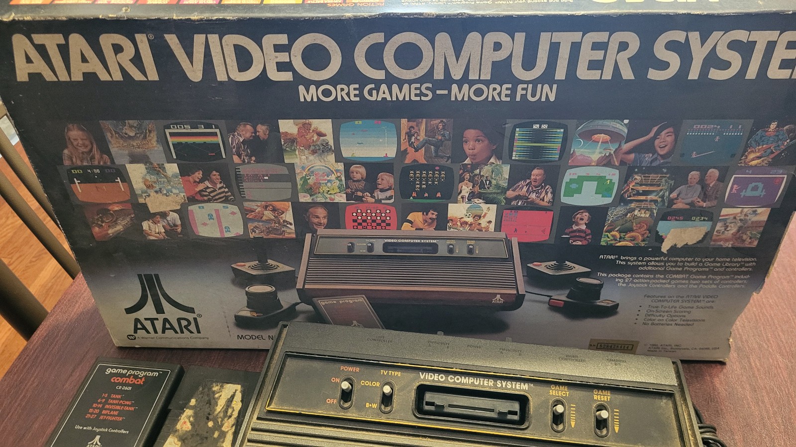 Vintage Atari 2 Consoles CX-2600A, Adapter, Paddle, 5 Games, Cables