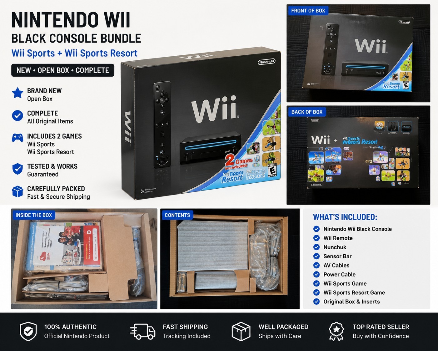 Nintendo Wii Wii Sports Resort and Wii Remote Plus Console – Black