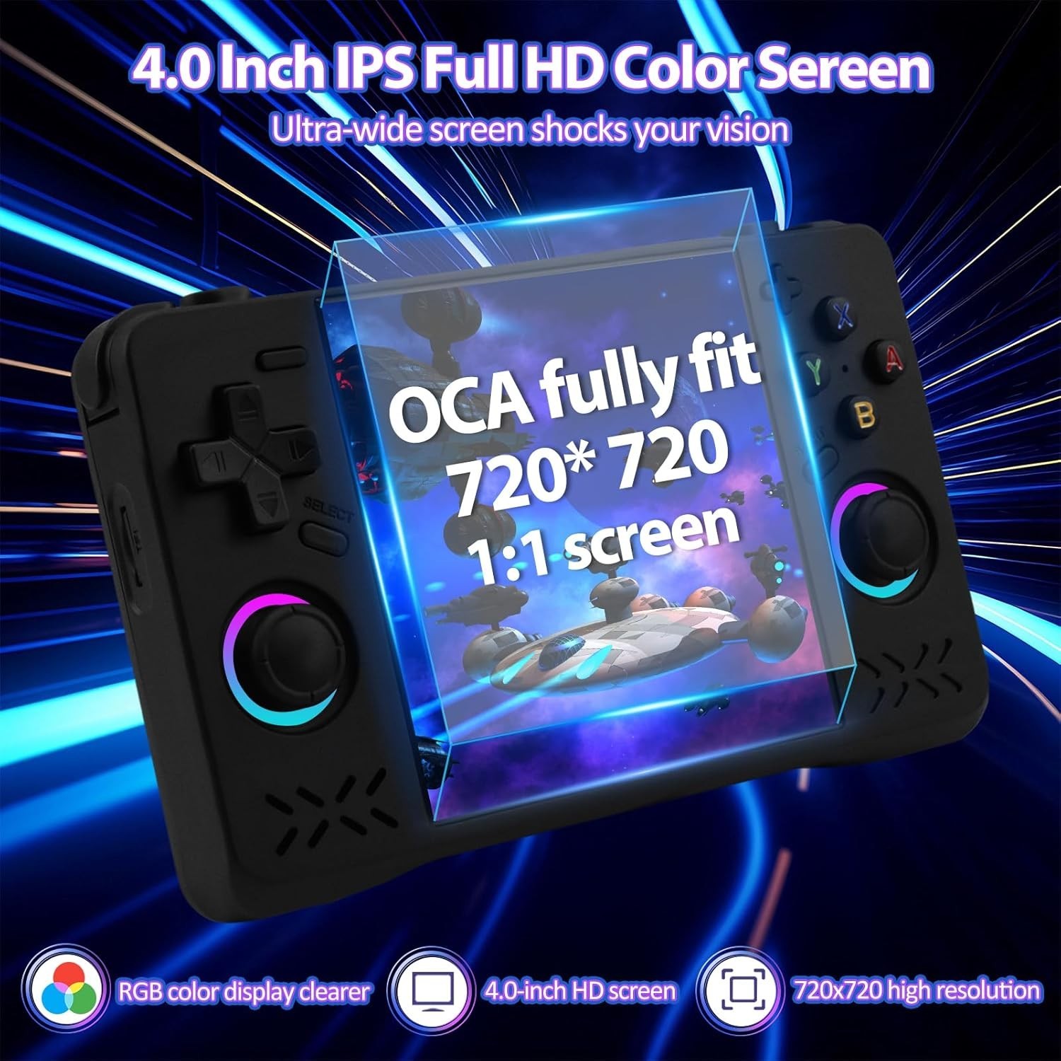 Upgraded XF40H Handheld Game Console 4K 4.0 Inch Open Source Linux System 128GB