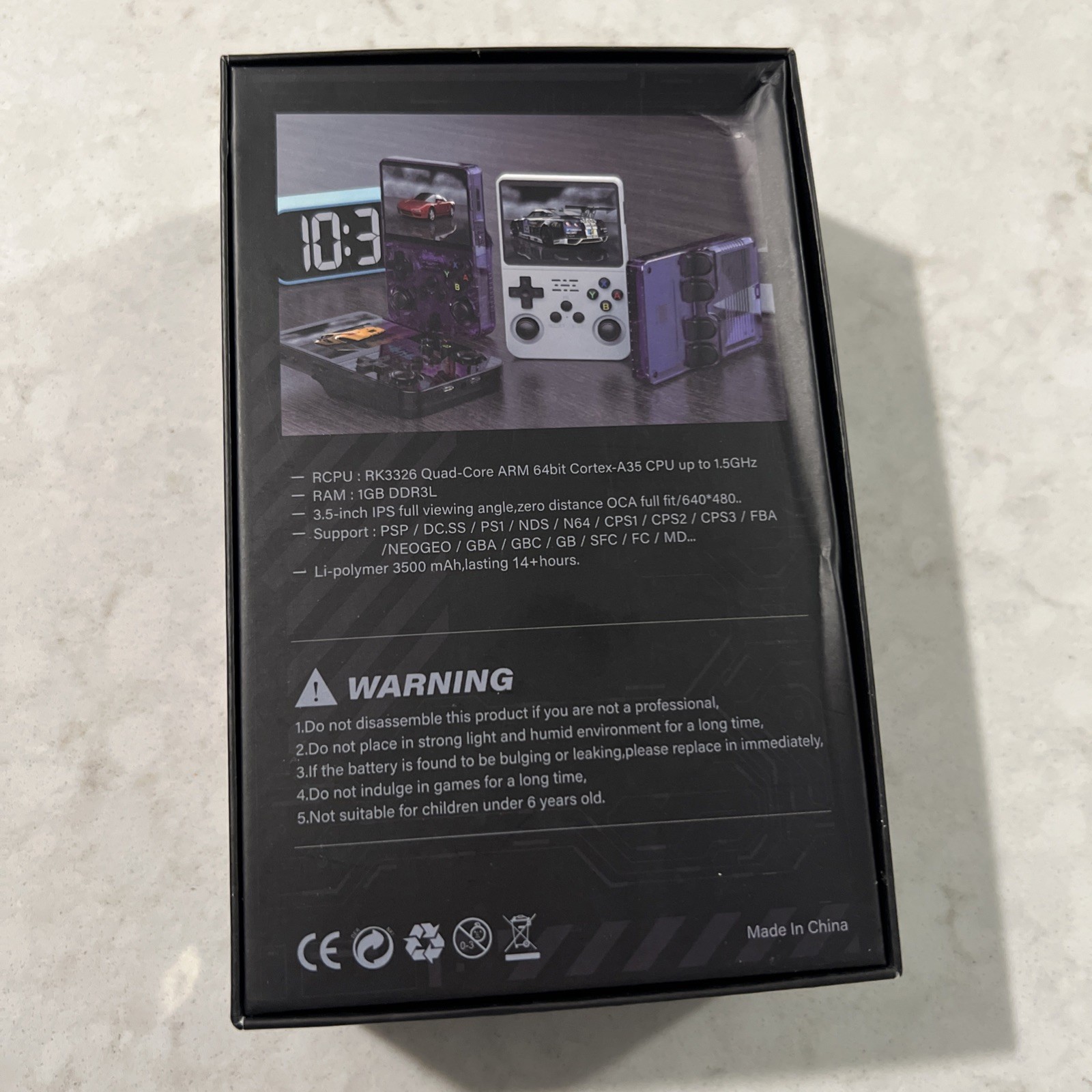 Black R36S Handheld Game Console 3.5 Inch IPS Screen (Thousands of Games)