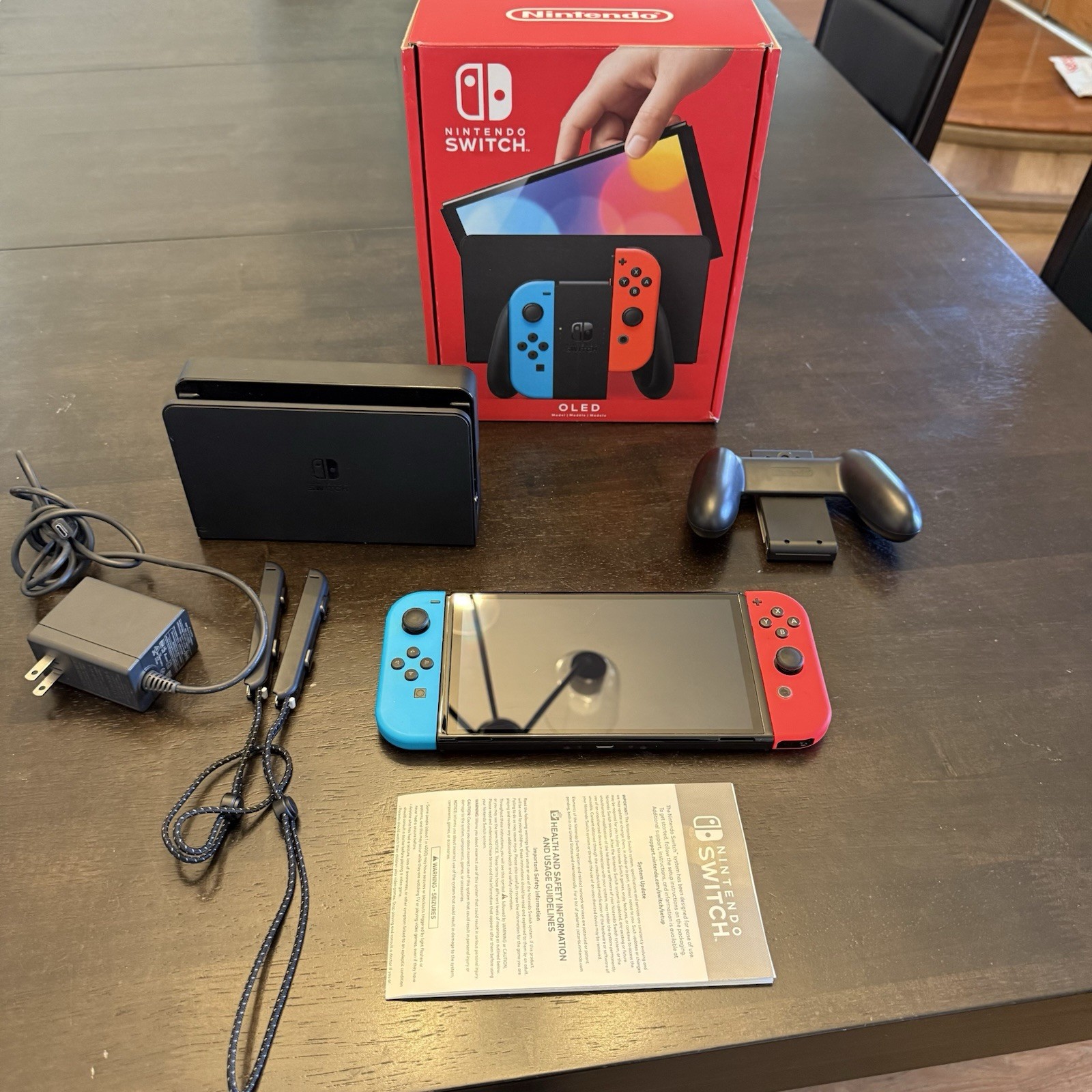 Nintendo Switch OLED 64GB Neon Red Blue 7” Screen Complete In Box