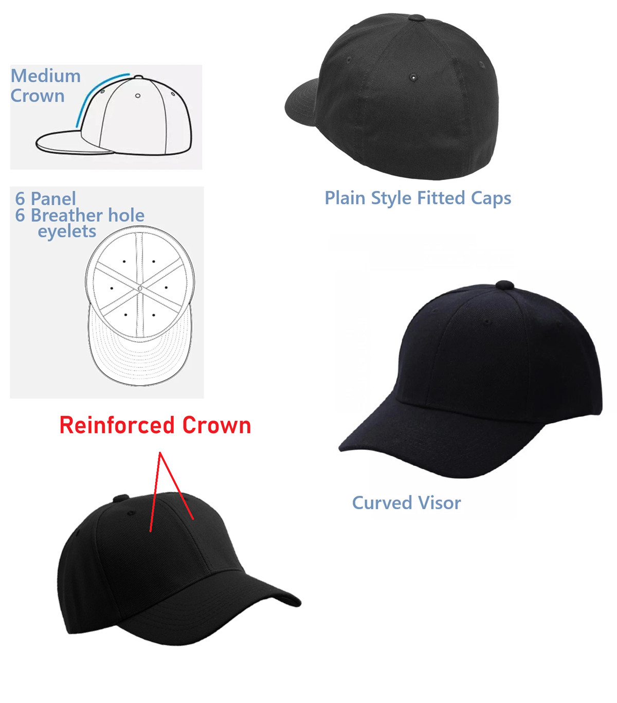 Plain Style Fitted Game Caps Select Color and Size See size chart in listing