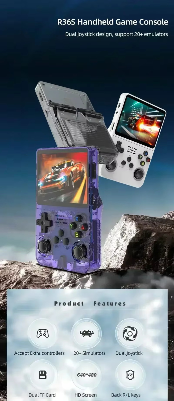R36S Retro Handheld Video Game Console Linux System 3.5 Inch IPS Screen