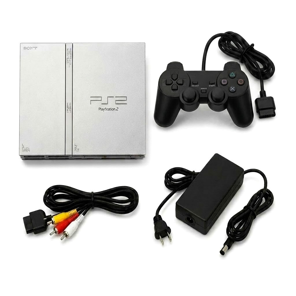 Sony PlayStation 2 PS2 Slim Silver Console Controller AV Power 1 year warranty