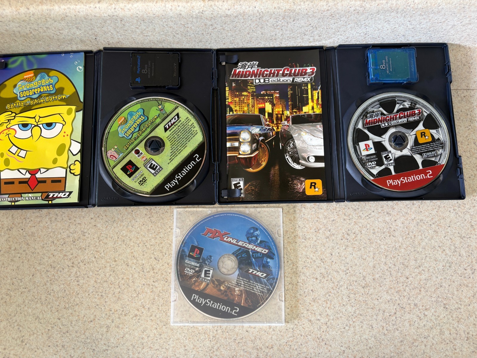 Sony PlayStation 2 PS2 Fat Console Bundle SCPH-39001, Controllers, 3 Games