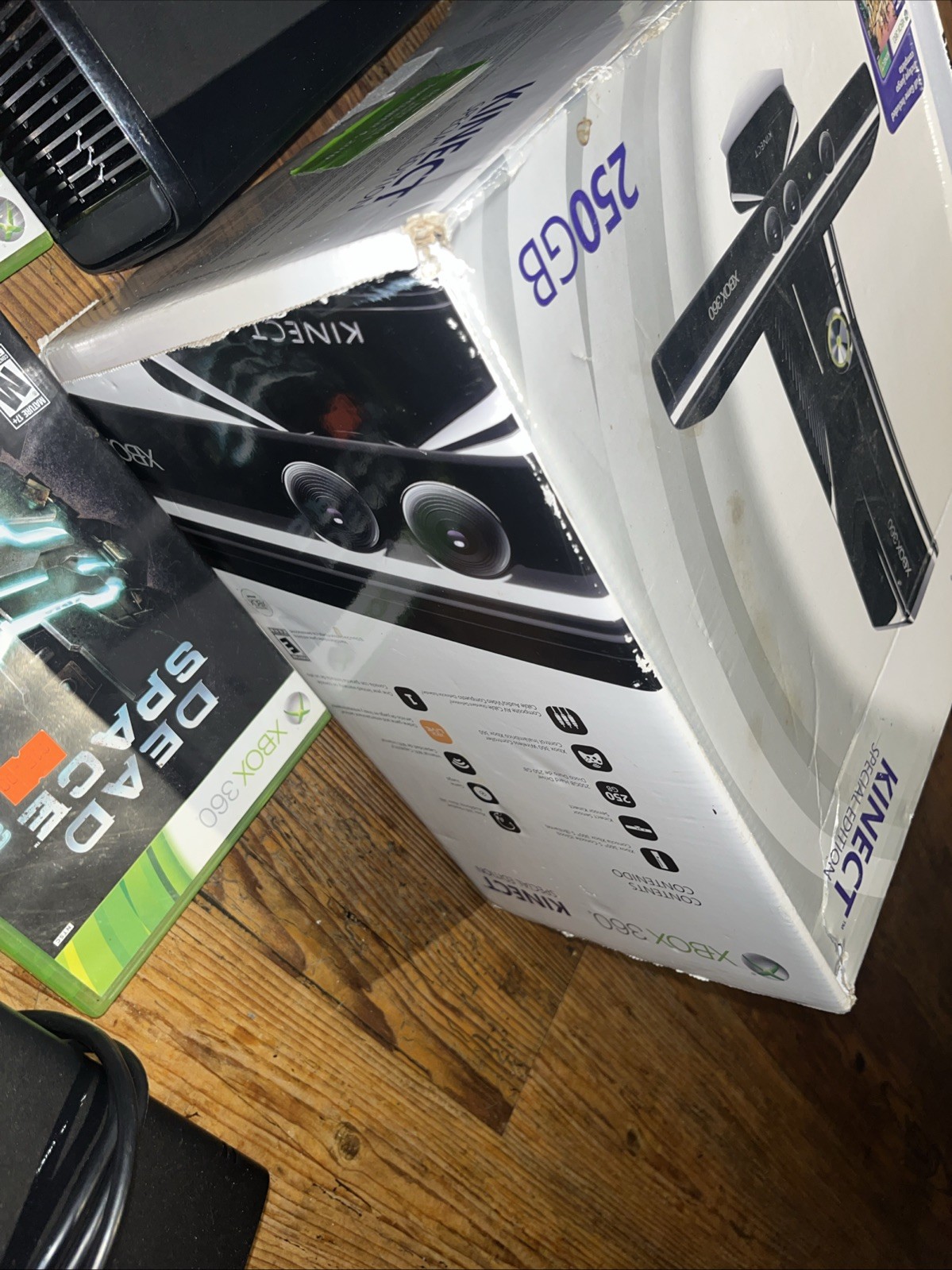 Microsoft Xbox 360 S 250gb Slim & Games – Console Box Cords Kinect Lot Bundle