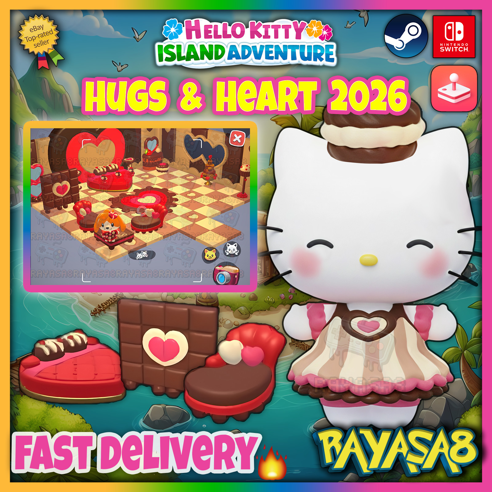 Hugs and heart 2026 🍫 Hello Kitty Island Adventure | Arcade | Nintendo | Steam