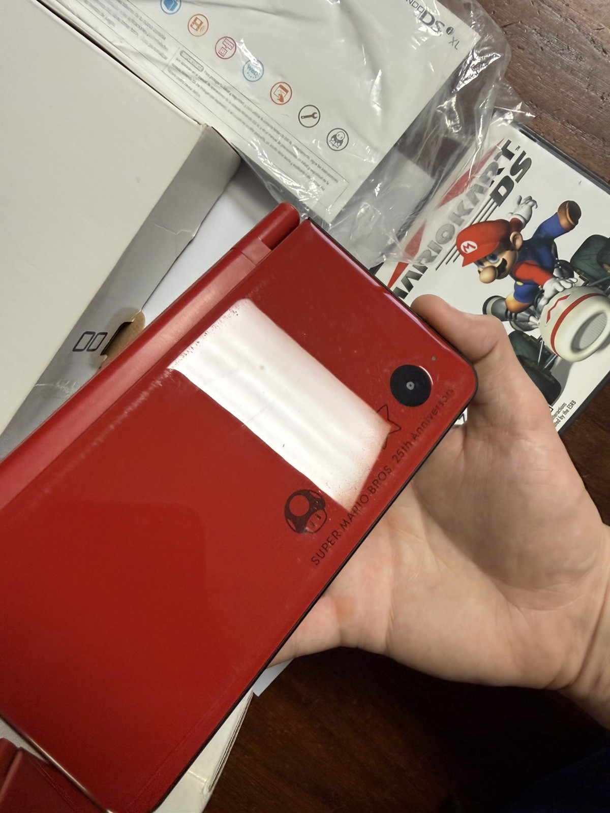 Nintendo DSi XL 25th Anniversary Edition Mario Kart Red Handheld With Box