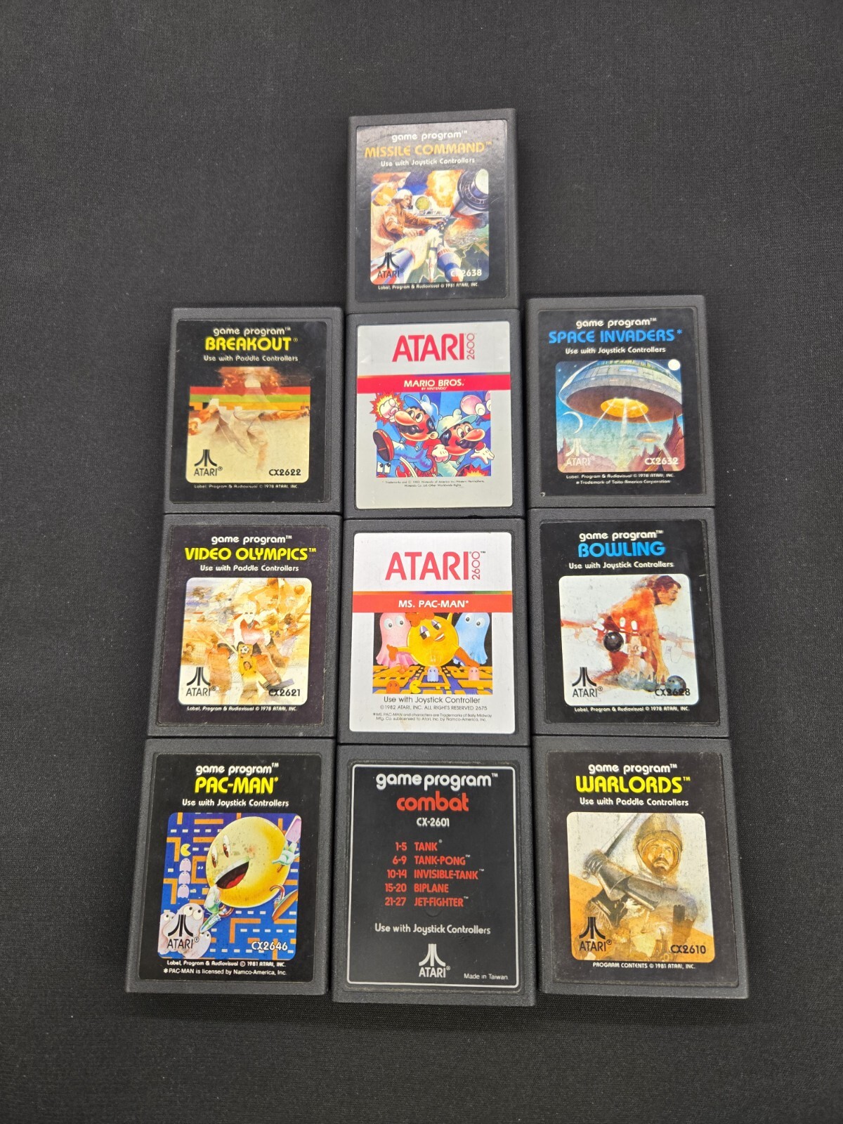 Vintage Atari CX-2600A Console With 10 Games And Accessories. Untested