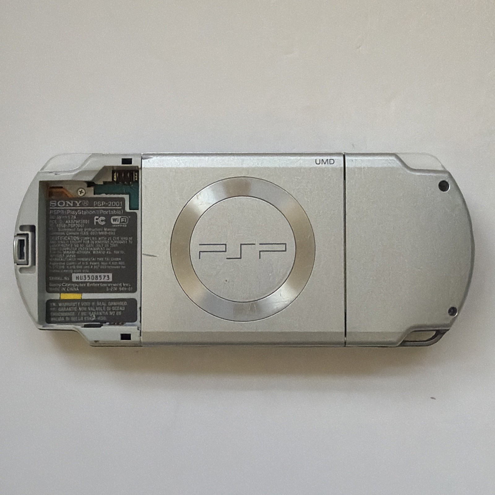 Sony PSP 2001 PlayStation Portable Slim Silver No Battery/Cover Tested