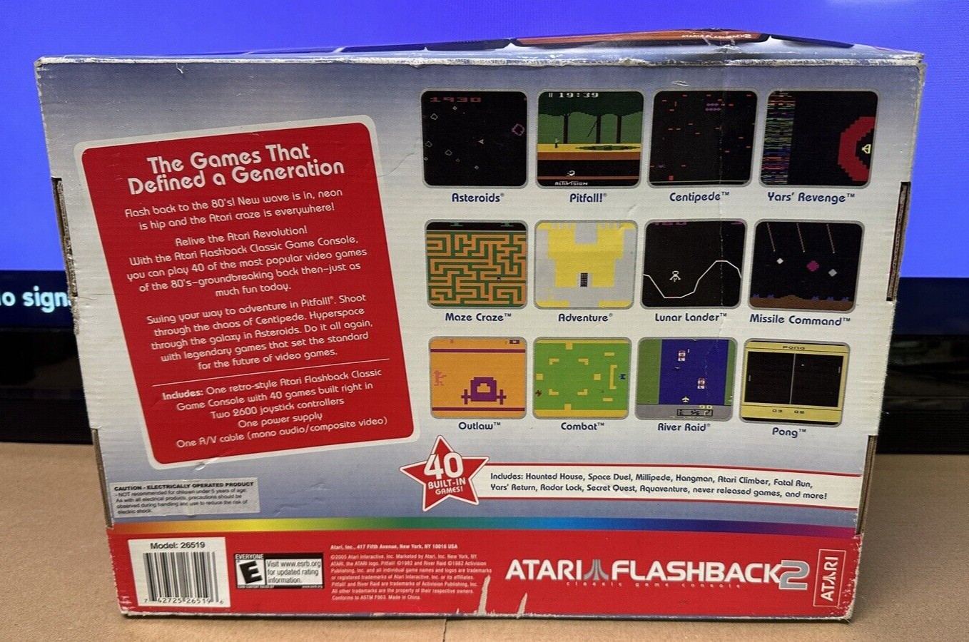 Atari Flashback 2 Classic Retro Game Console Controller TV Plug & Play Tested