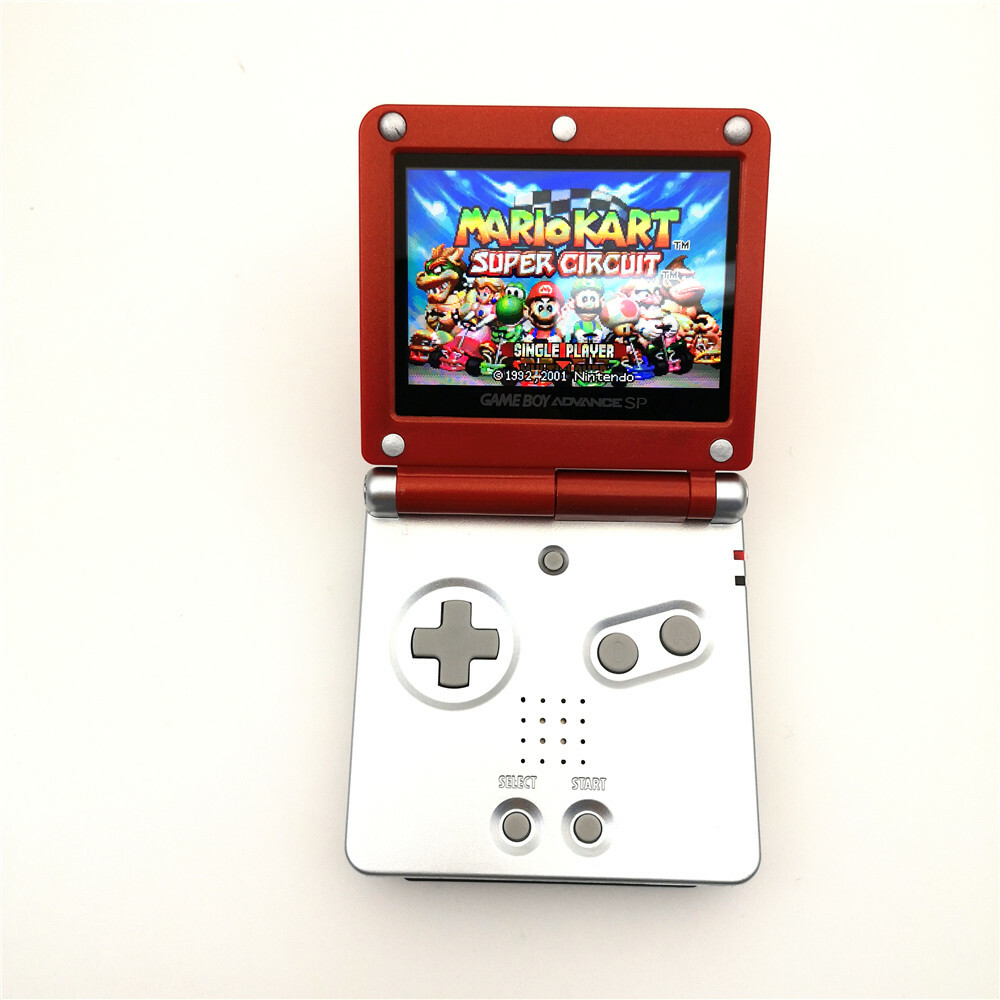 Red Silver Mario 5 Levels Segment Backlight V2 iPS LCD Screen GBA SP Console