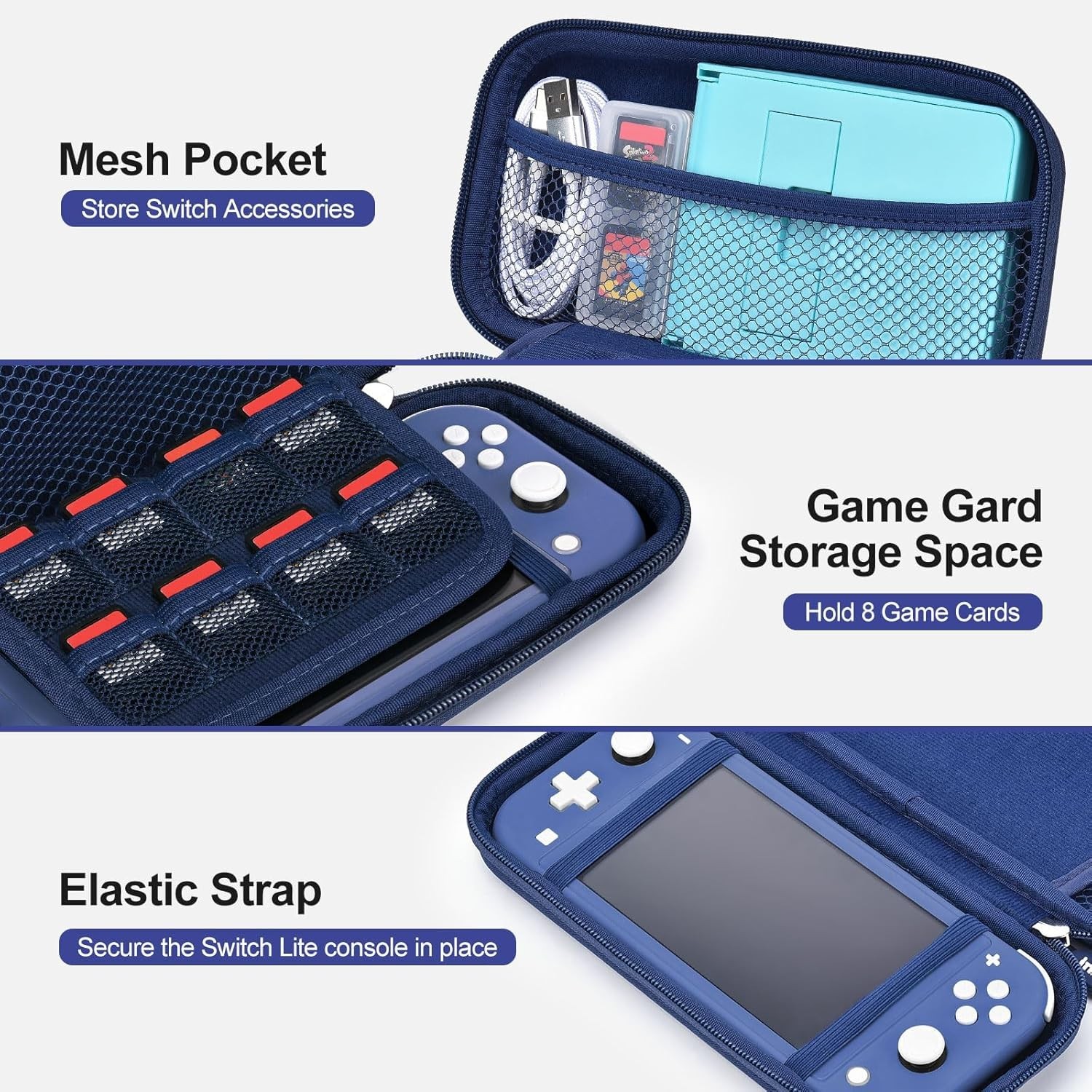 Elegant 18-in-1 Switch Lite Case Bundle: Ultimate Protection & Accessories, Blue