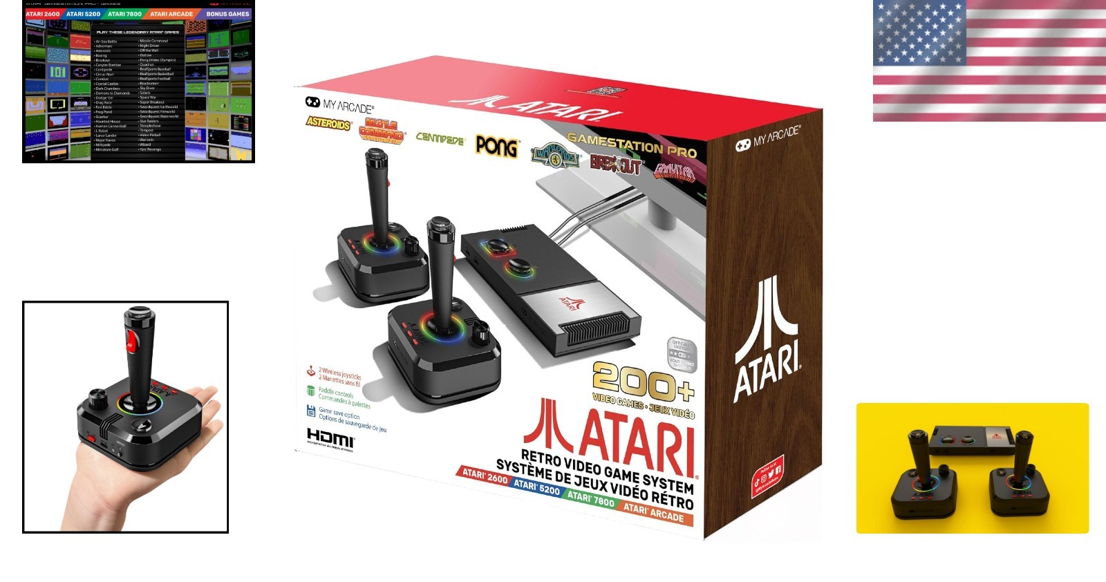 Atari Game Station Pro: Plug & Play TV Console, 200+ Games, 2 Wireless Joysticks