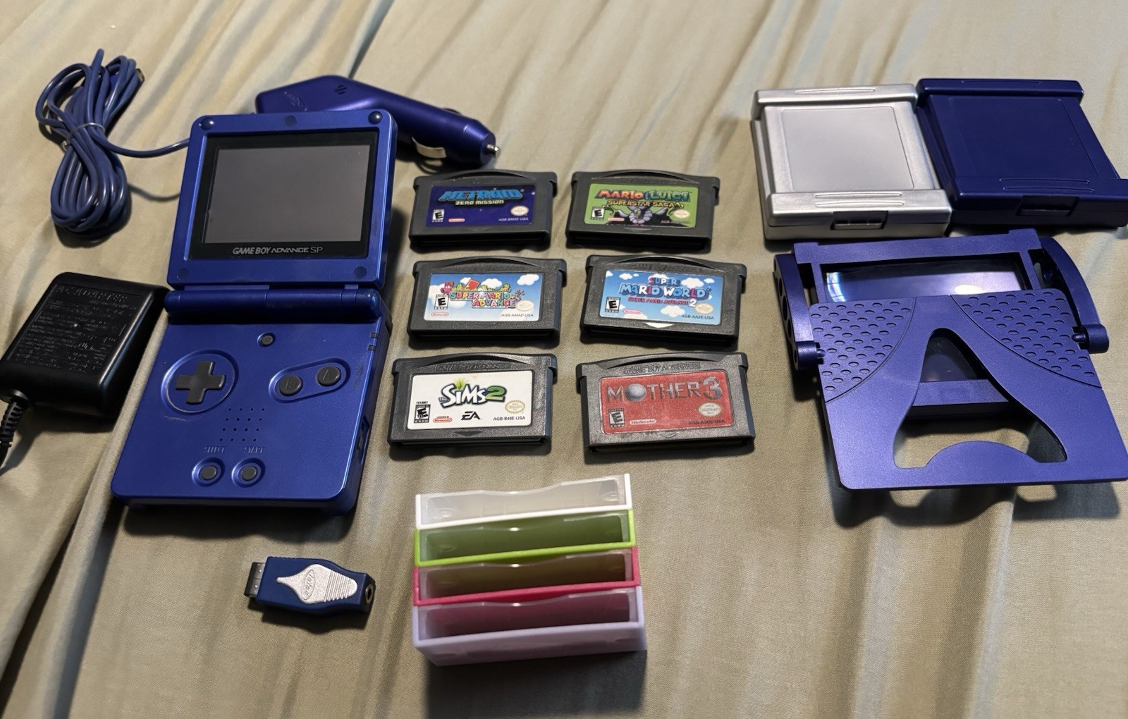 GameBoy Advance SP with 6 Games & Accessories Tested Working