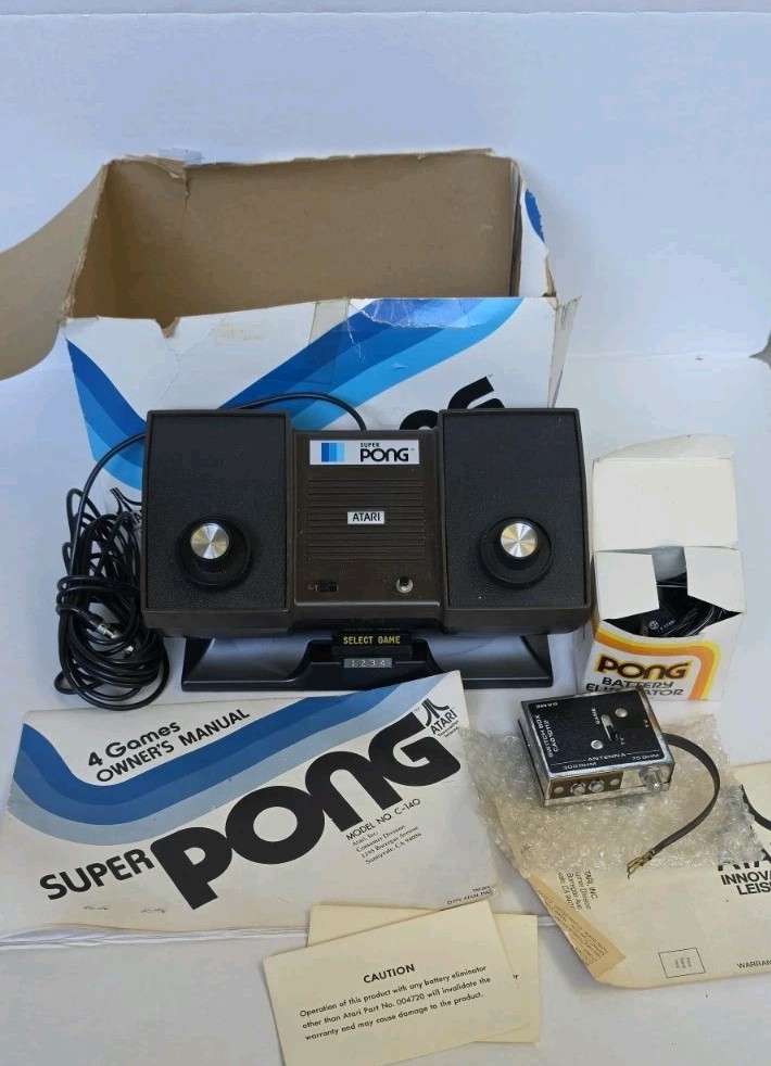 Vintage Atari SUPER Pong type tabletop Arcade video game TV console WORKS